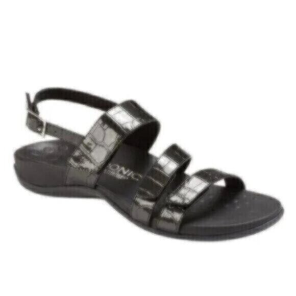 Vionic Teagan Comfort Strap Sandals Croc Print Buckle Coastal Casual Sandals - Picture 1 of 12